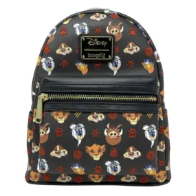 10" Disney : Lion King - Faces AOP Faux Leather Mini Backpack Bag Loungefly Exclusive