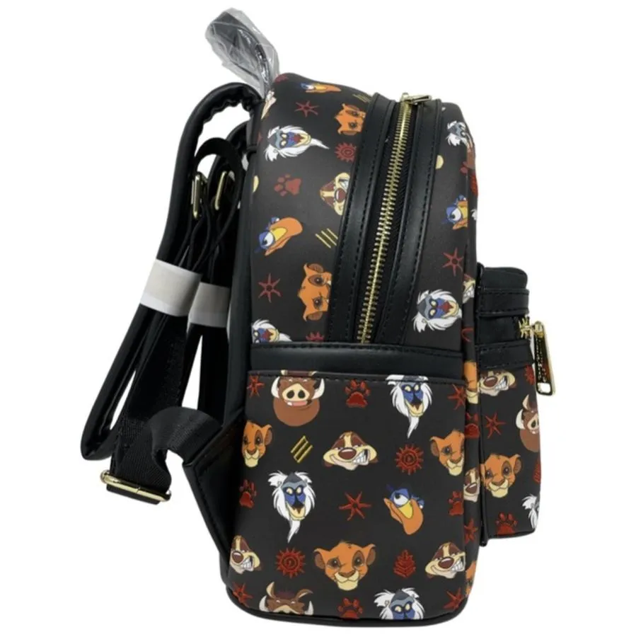 10" Disney : Lion King - Faces AOP Faux Leather Mini Backpack Bag Loungefly Exclusive