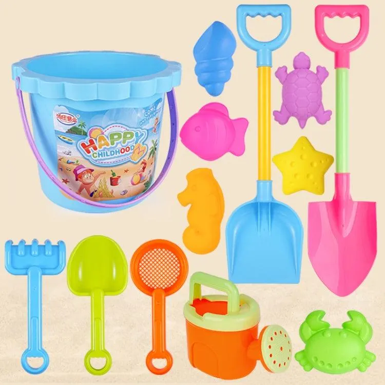 13-Piece Kids Sand Playset with Bucket, Shovels, Water Bottle, and Hourglass