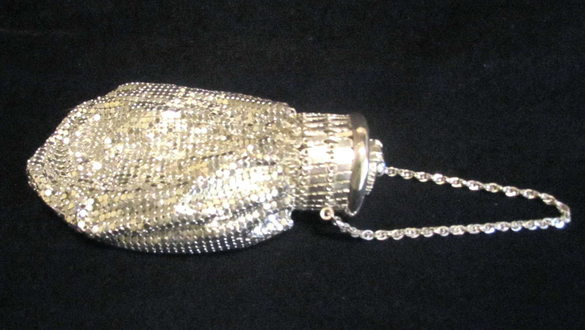 1920s Whiting Davis Rhinestone Silver Gate Top Purse Silver Mesh Gatetop Handbag Beggars Bag Accordion Purse Art Deco Purse Bridal Bag