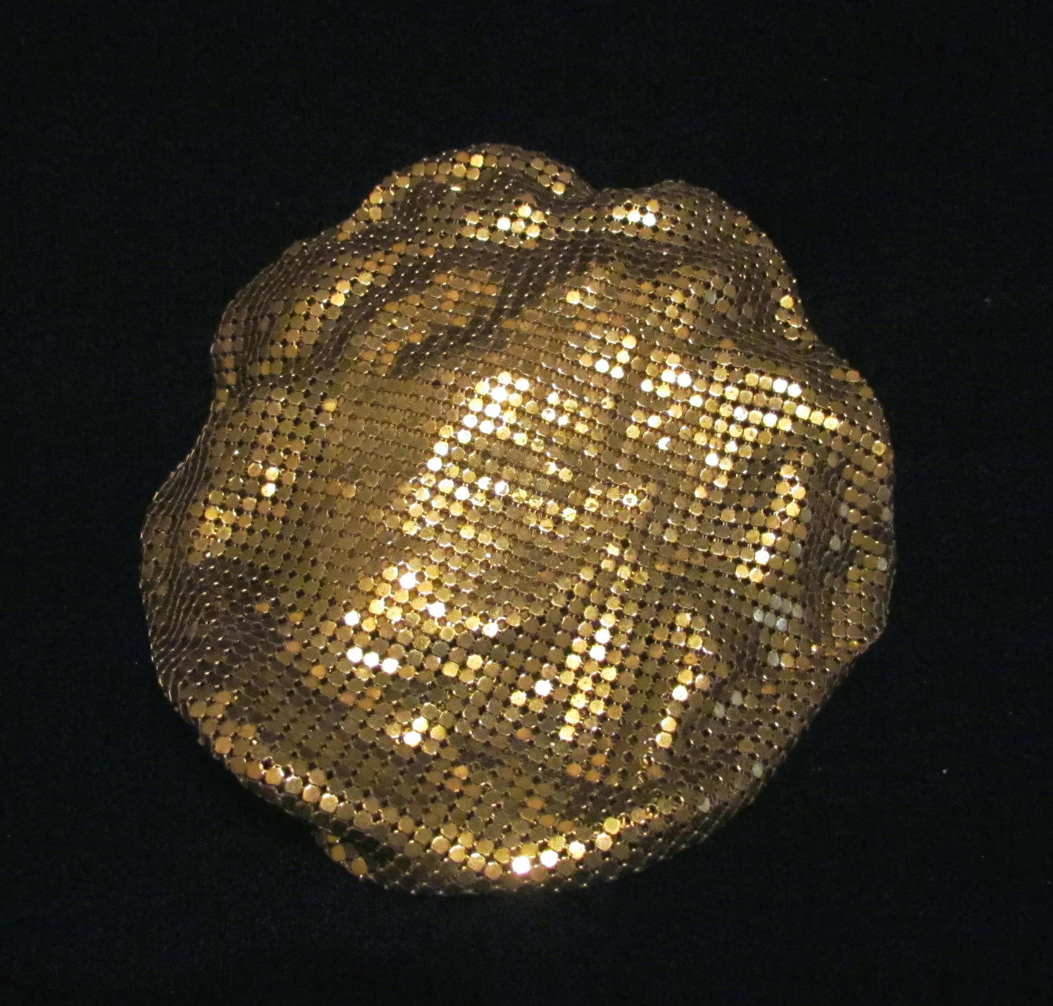 1930s Gold Mesh Compact Wristlet Purse Mirror Lid Wedding Purse Bridal Bag