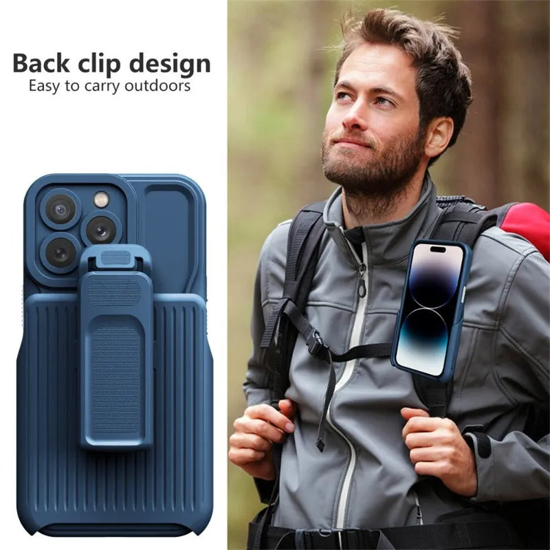 2 in 1 Backpack Clip Stand Holder Phone Case For iPhone