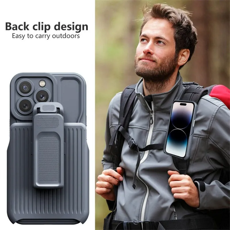 2 in 1 Backpack Clip Stand Holder Phone Case For iPhone