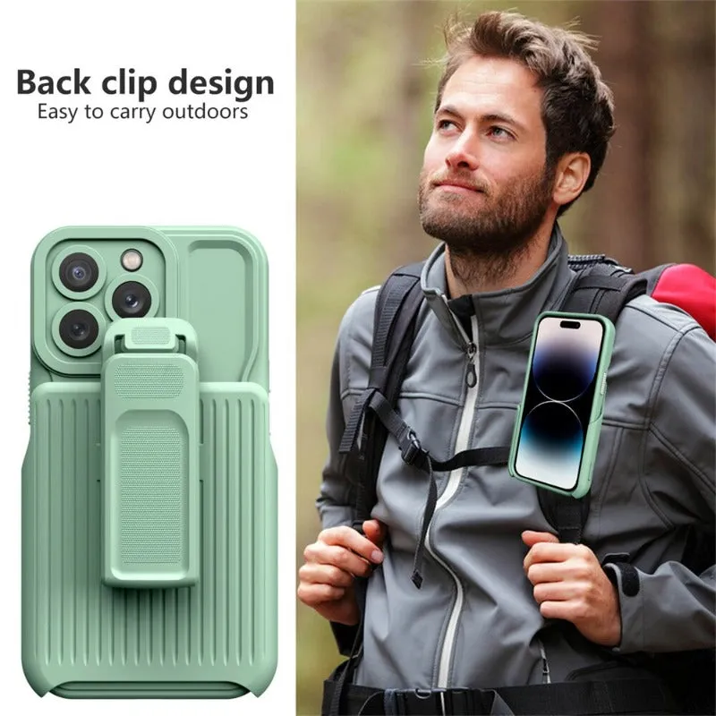 2 in 1 Backpack Clip Stand Holder Phone Case For iPhone