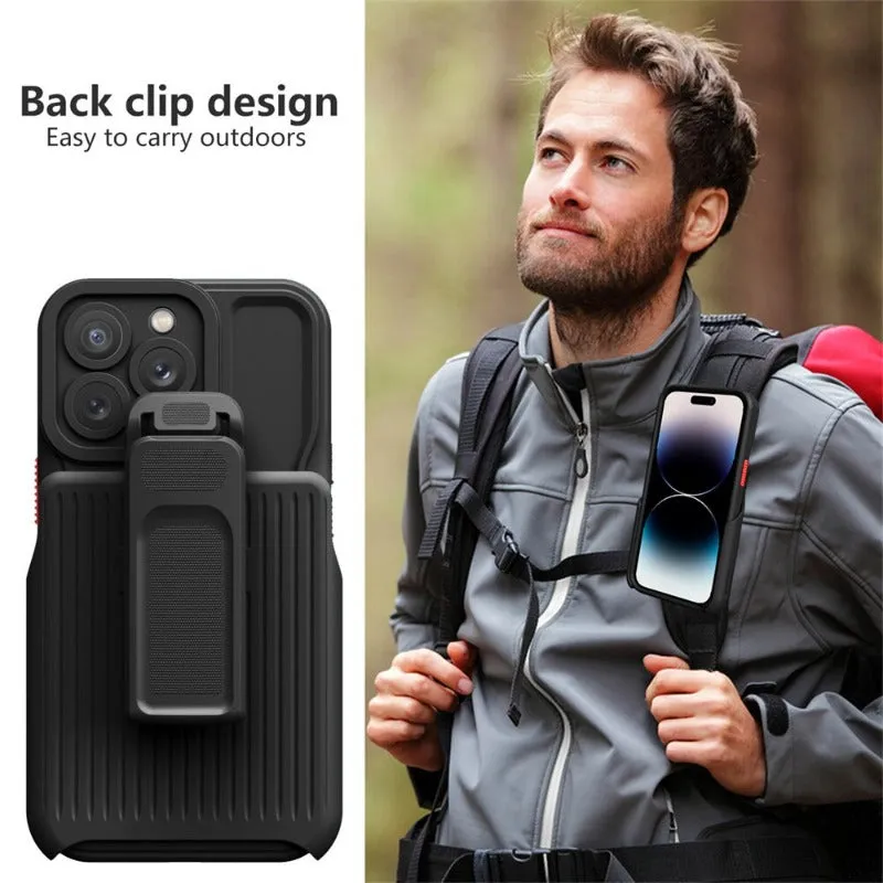 2 in 1 Backpack Clip Stand Holder Phone Case For iPhone