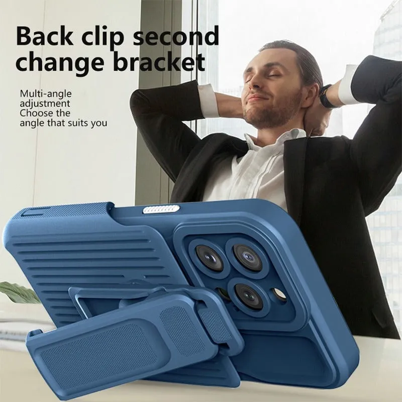 2 in 1 Backpack Clip Stand Holder Phone Case For iPhone