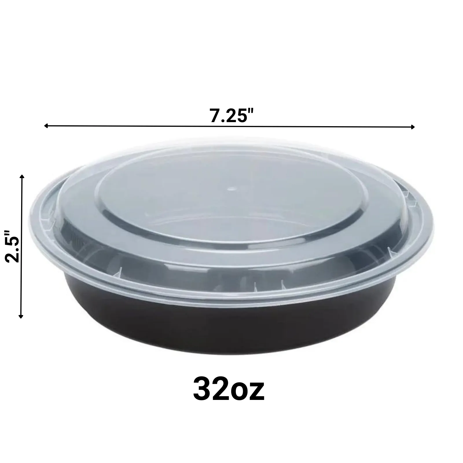 32oz. Disposable Round Meal Prep/ Bento Box Containers with Clear Lids