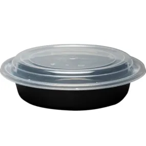 32oz. Disposable Round Meal Prep/ Bento Box Containers with Clear Lids