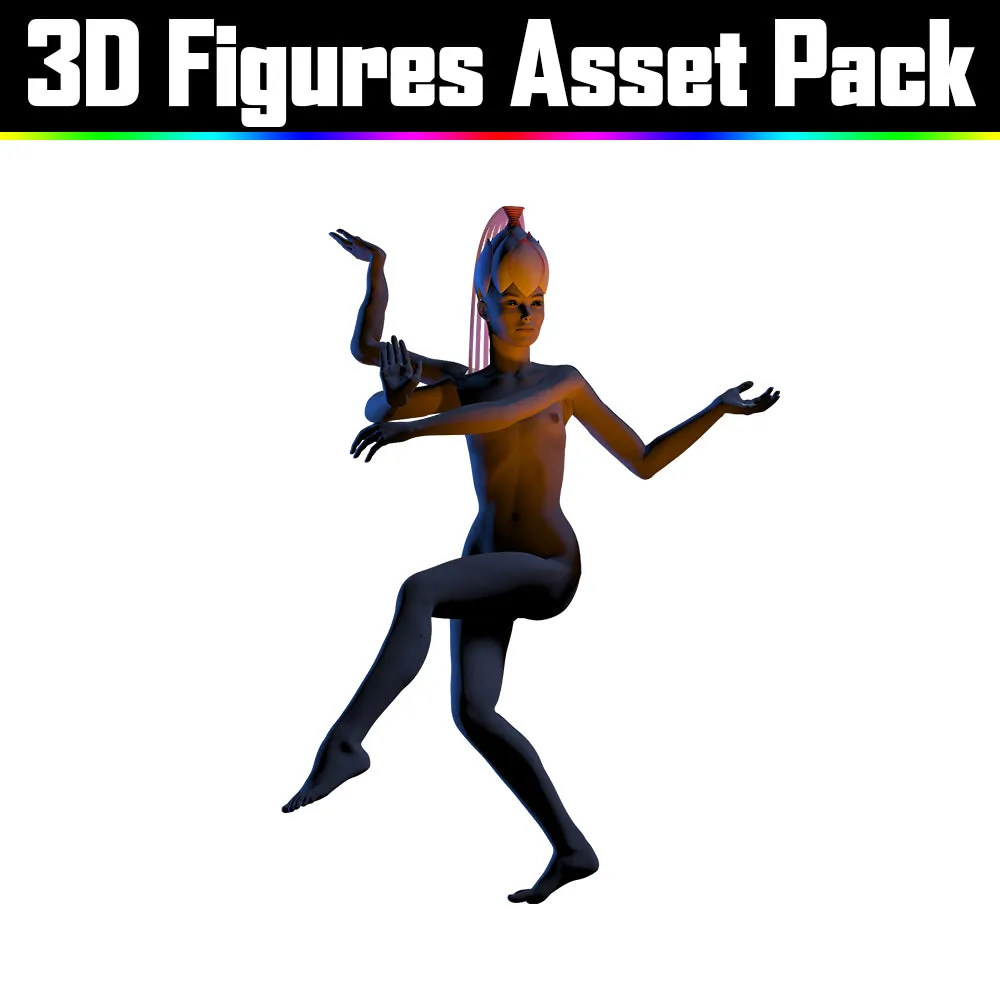 3D Figure Asset Pack - Psychedelic Art Graphic Assets