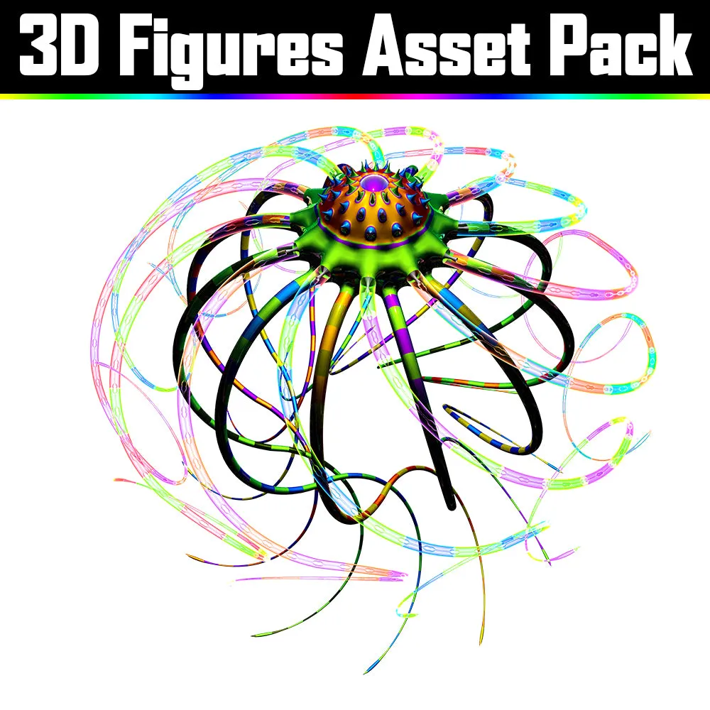 3D Figure Asset Pack - Psychedelic Art Graphic Assets