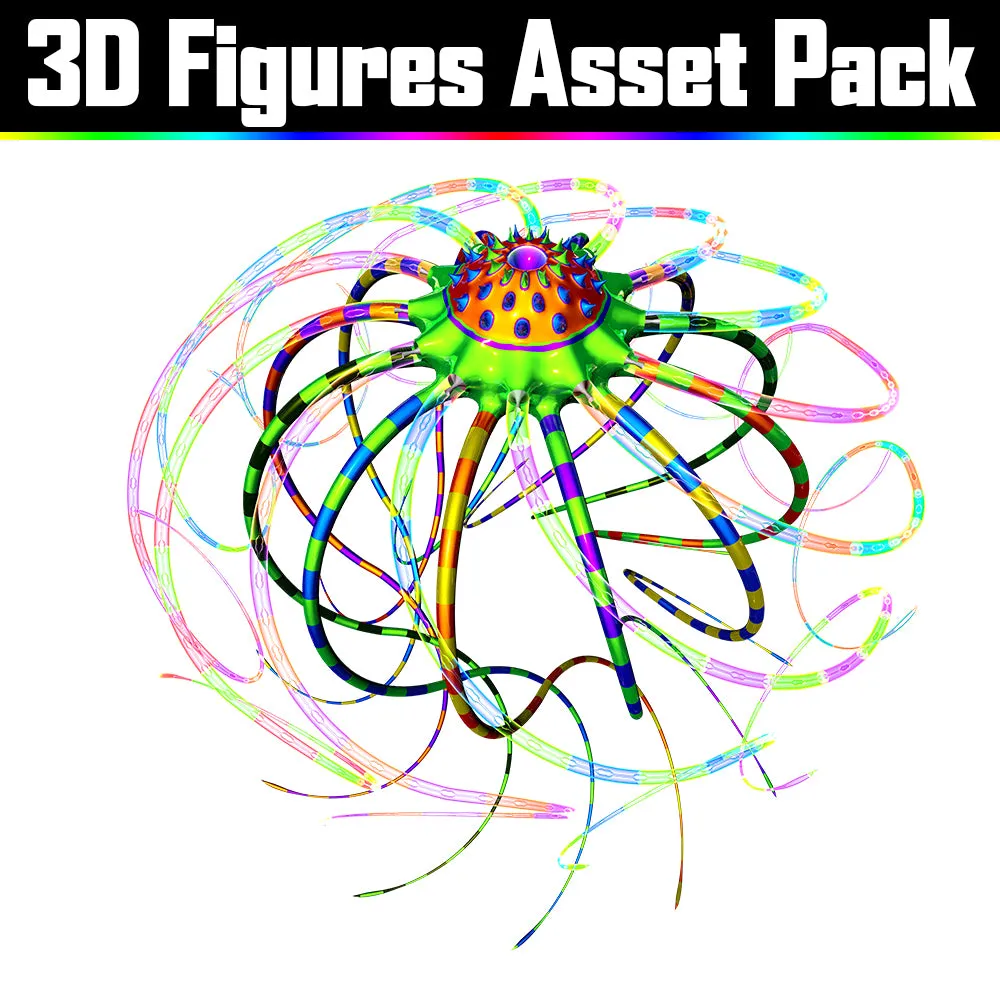 3D Figure Asset Pack - Psychedelic Art Graphic Assets