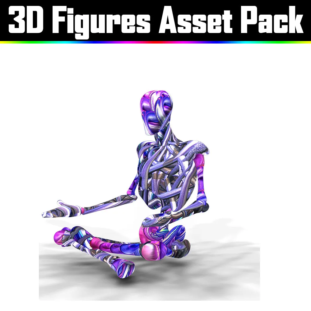 3D Figure Asset Pack - Psychedelic Art Graphic Assets