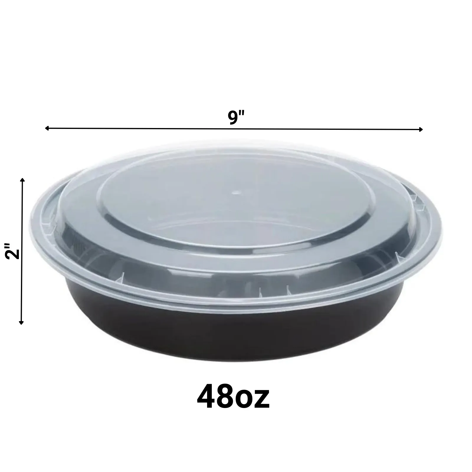 48oz. Disposable Round Meal Prep/ Bento Box Containers with Clear Lids