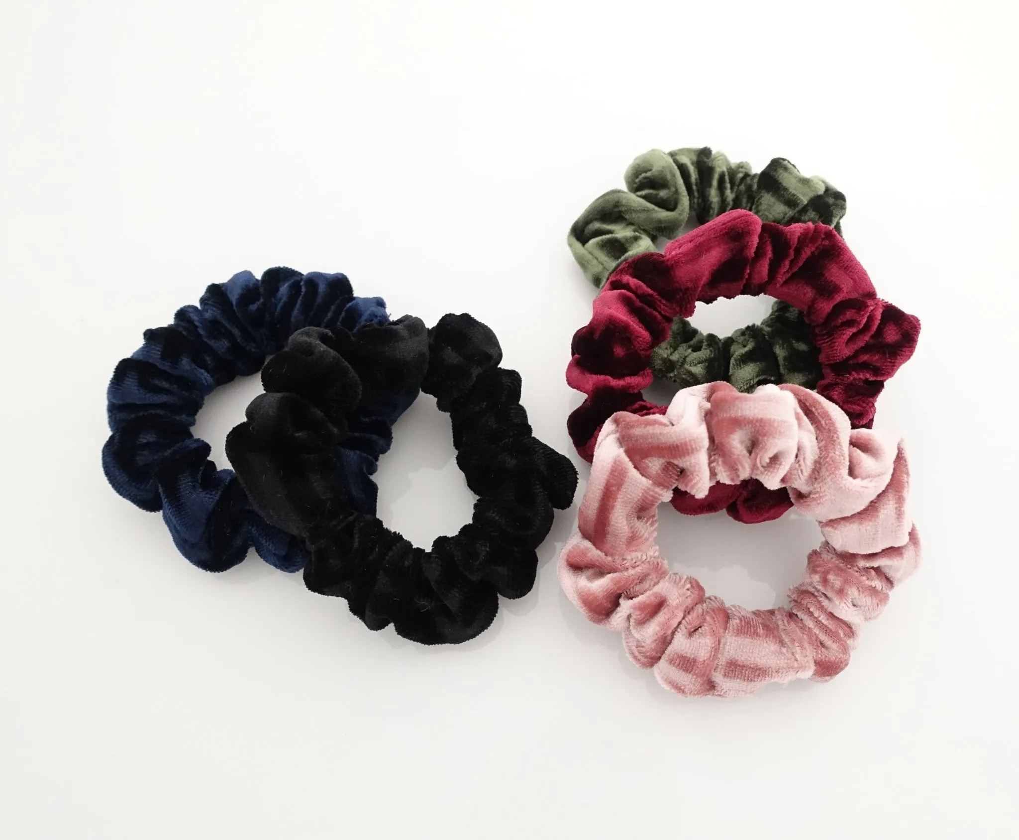 5 velvet scrunchies pack stripe pattern velvet thin scrunchies set for women