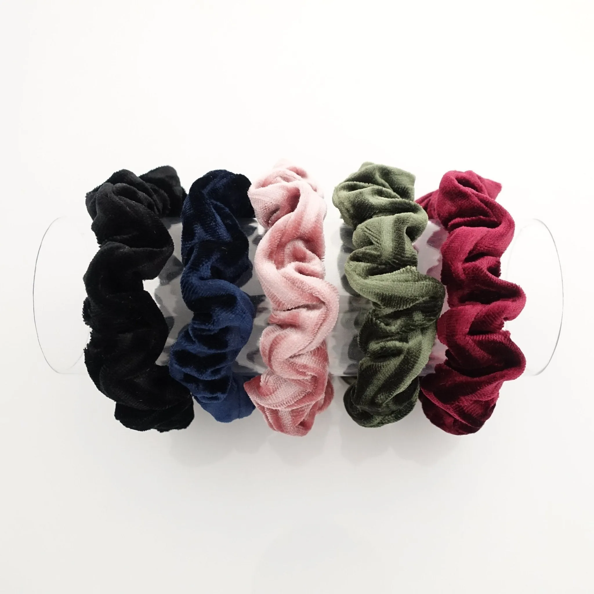 5 velvet scrunchies pack stripe pattern velvet thin scrunchies set for women