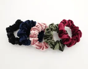 5 velvet scrunchies pack stripe pattern velvet thin scrunchies set for women