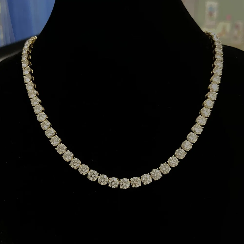 5mm 9K Solid Gold Moissanite Diamond Tennis Link Necklace