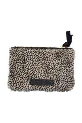 6x4 Mini Mini Black and White Pom Pom Hair on Hide Zip Pouch