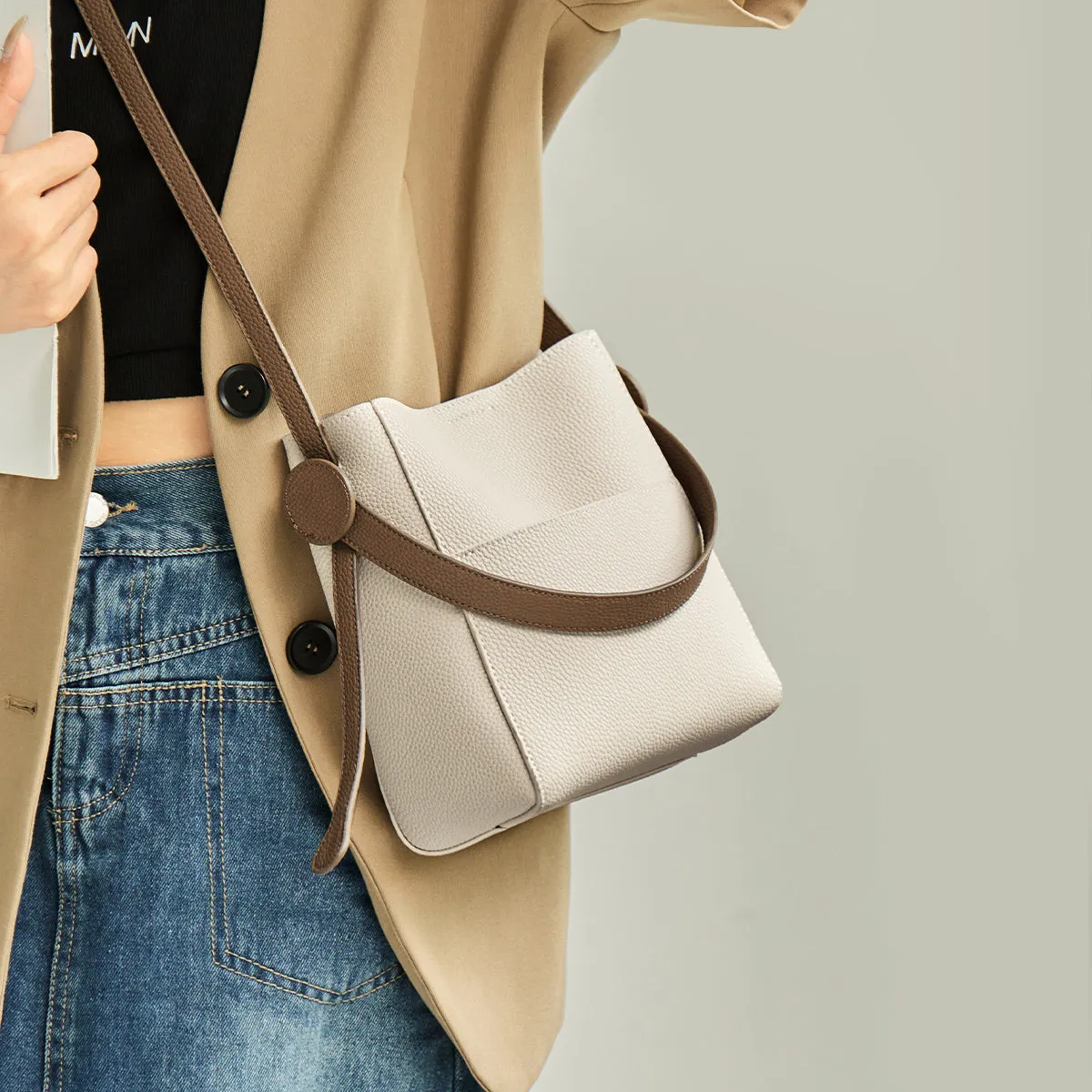 Alexa Daily Leather Bucket Bag