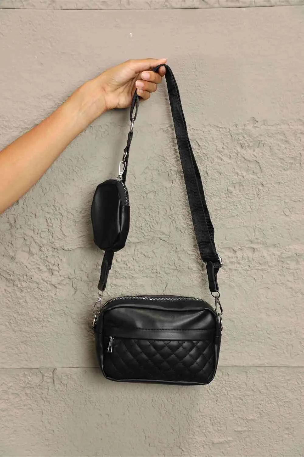 *APP EXCLUSIVE* Faux Leather Shoulder Bag with Small Purse