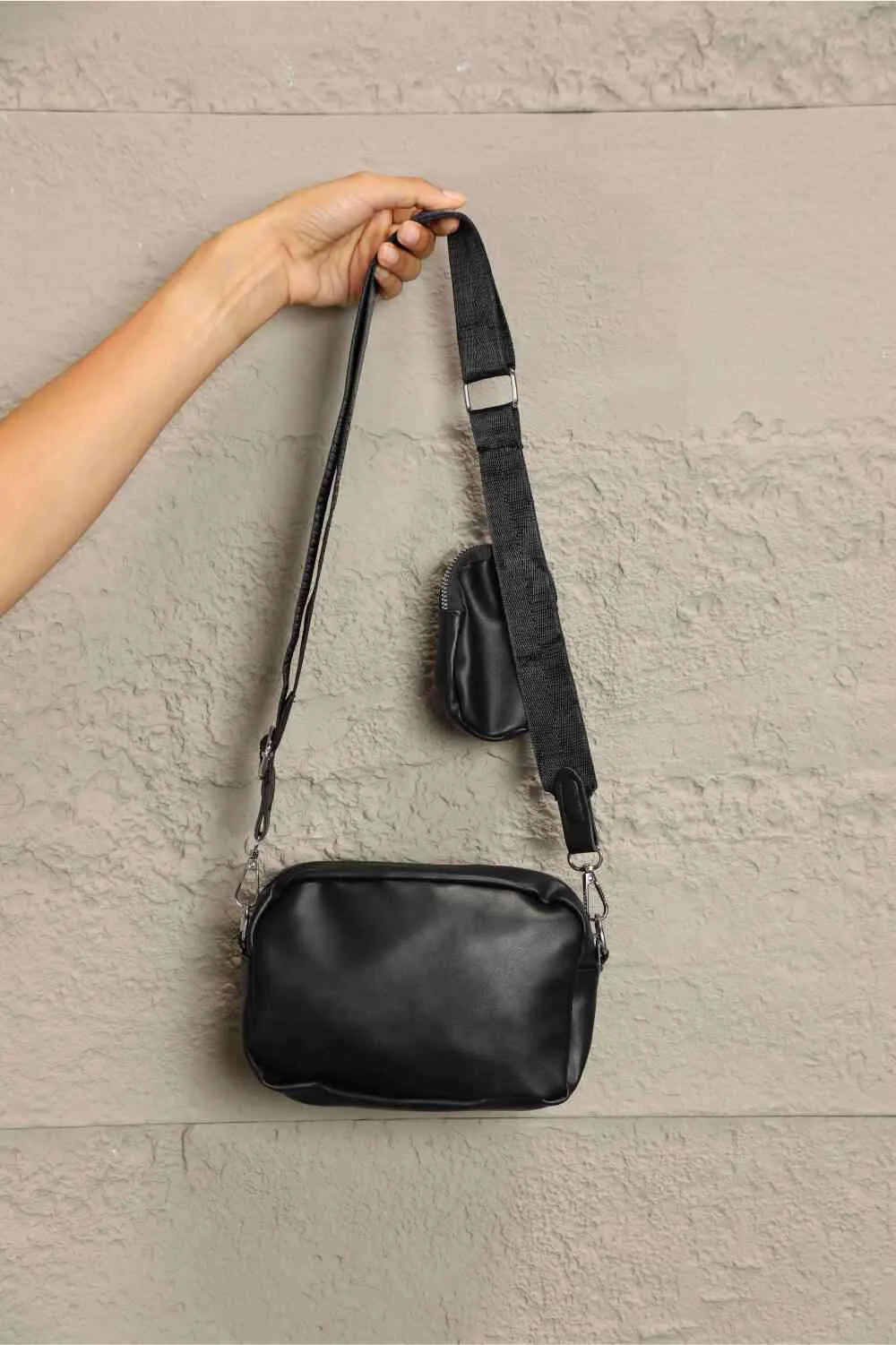 *APP EXCLUSIVE* Faux Leather Shoulder Bag with Small Purse