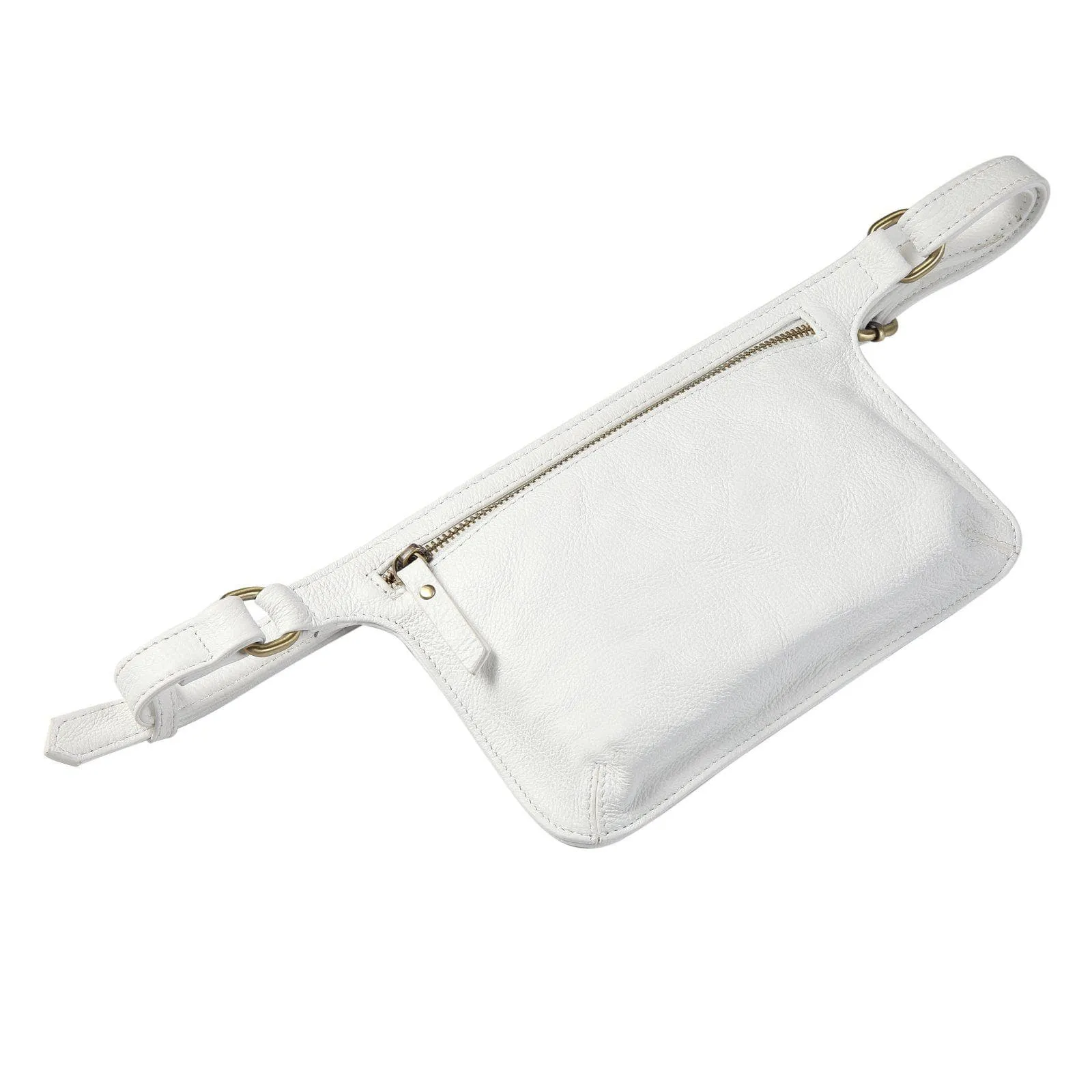 Arlette Leather Waist bag / Belt Bag- WHITE