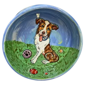 Australian Shepherd Personalized Ceramic Dog Bowl