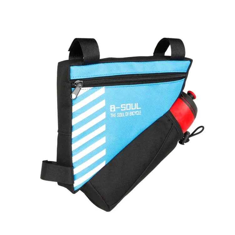 B-soul Bicycle Bags With Water Bottle Triangle Pouch Solid Cycling Front Tube Frame Bag Pocket, Size:20.5*18*5cm(Blue)