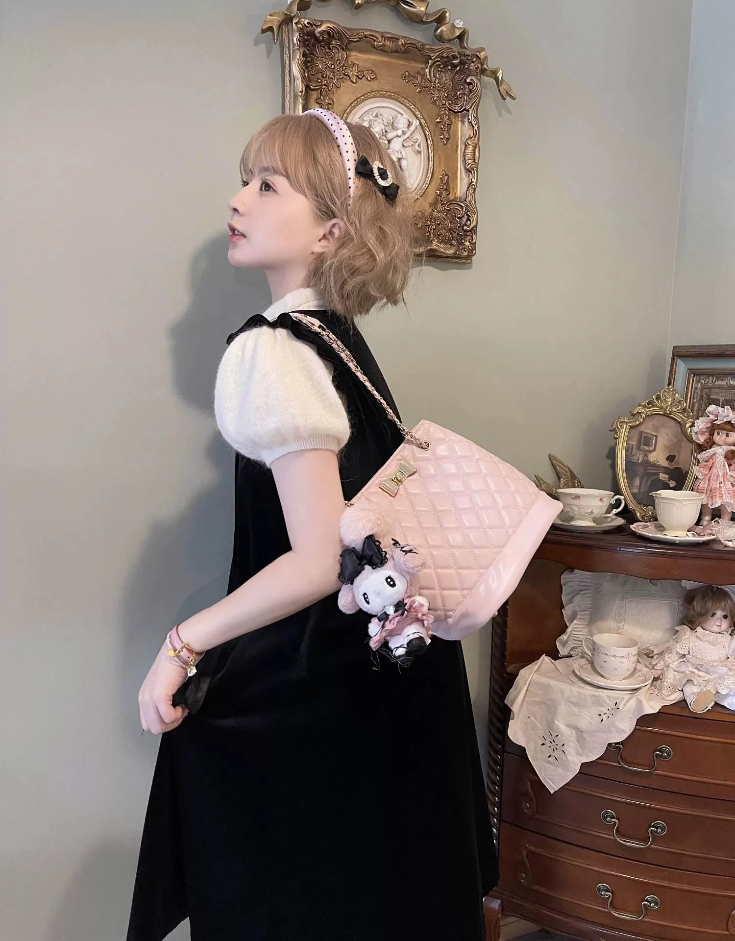 BabyFaceGirl Kawaii Little Princess Bucket Bag Elegant and Versatile Girls Bow Knot Shoulder Bag