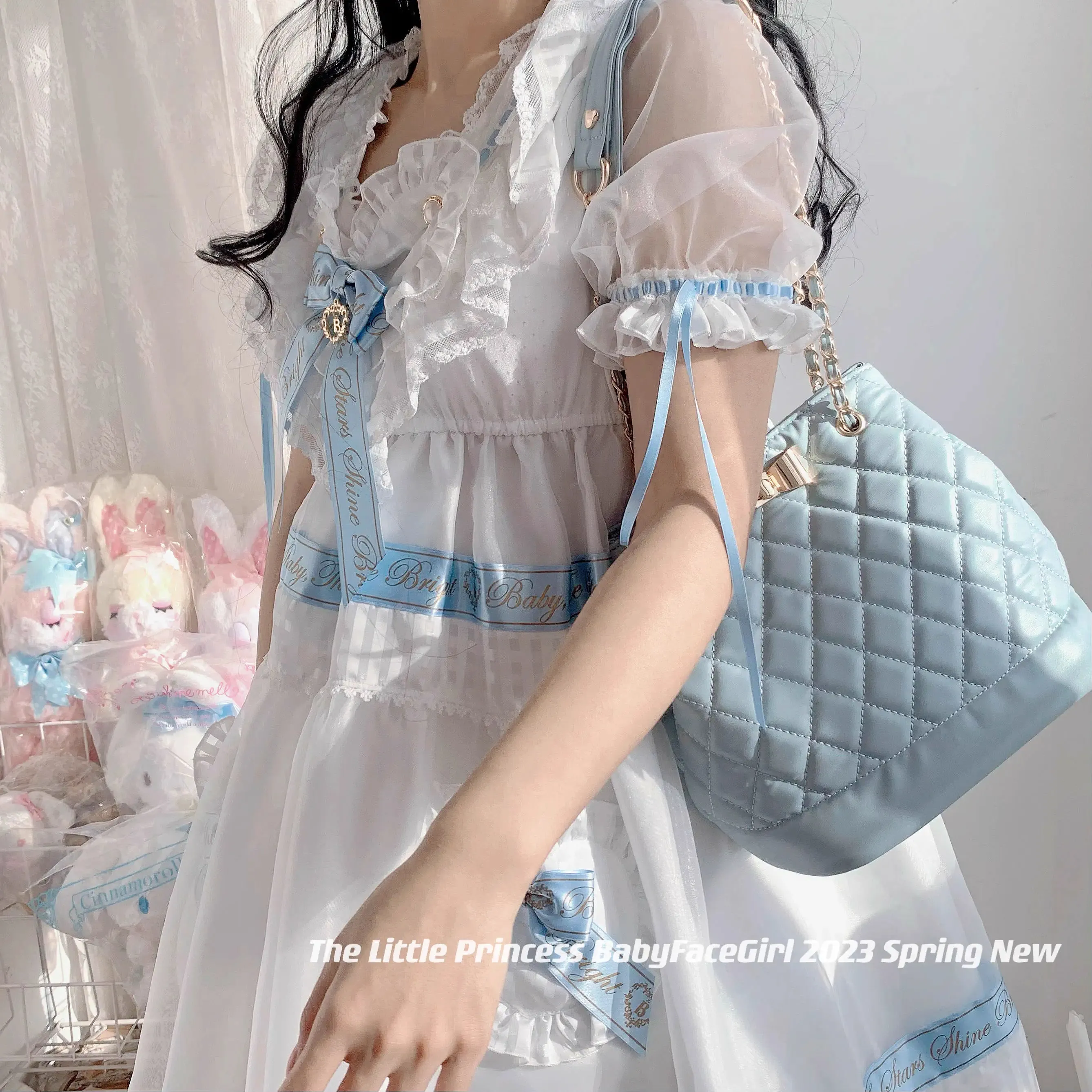 BabyFaceGirl Kawaii Little Princess Bucket Bag Elegant and Versatile Girls Bow Knot Shoulder Bag