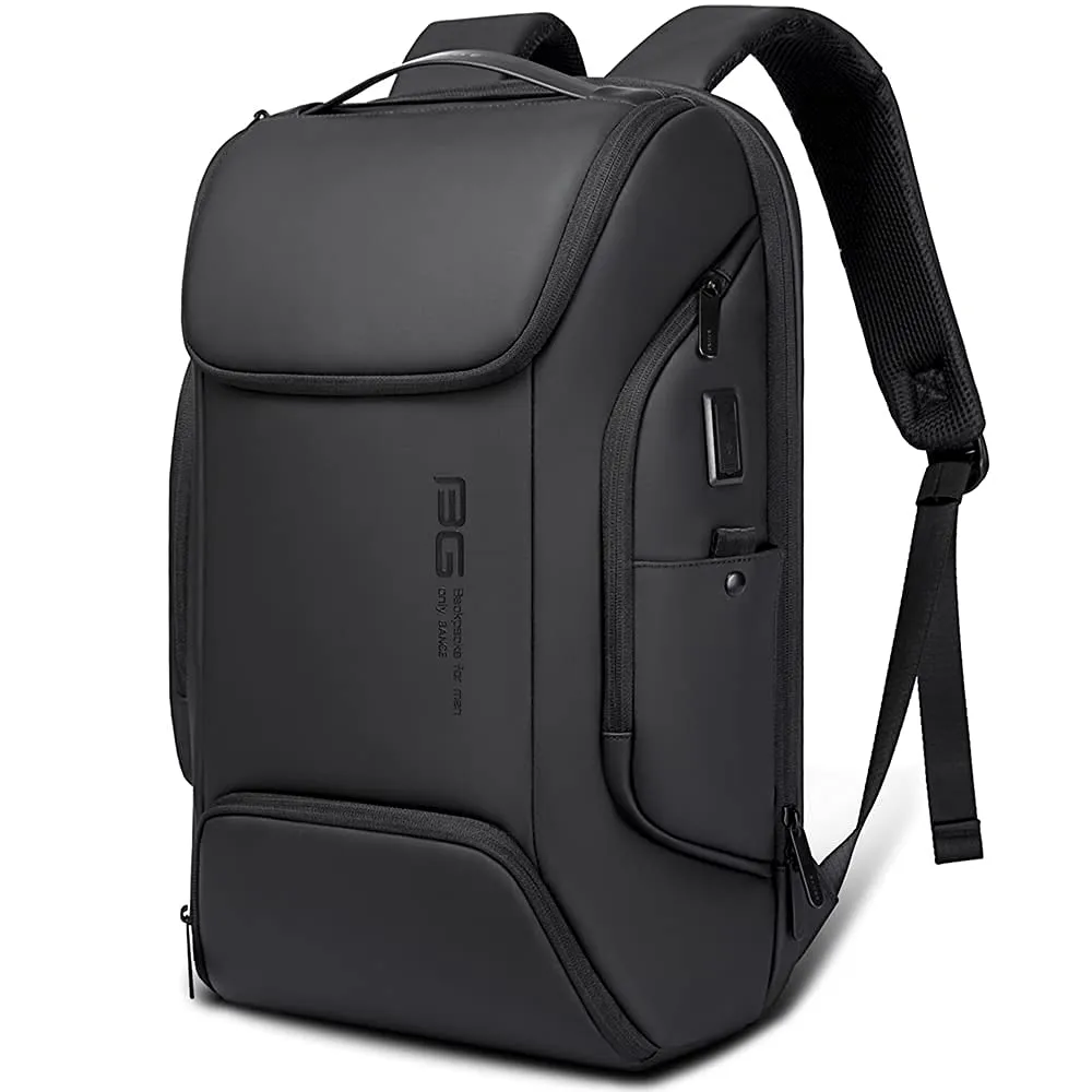 BANGE Water Resistant Polyester Anti-Theft Unisex Travel Laptop Backpack With Usb Charging Port (Black) 21 Litre