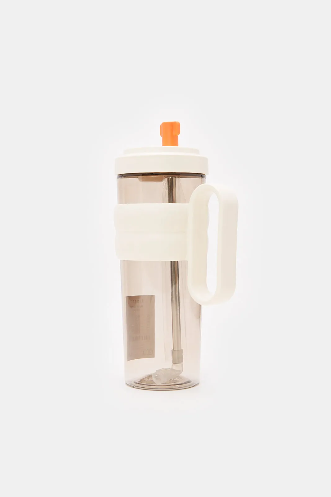 Beige Water Bottle With Straw