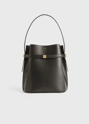 Belted leather bucket bag bark