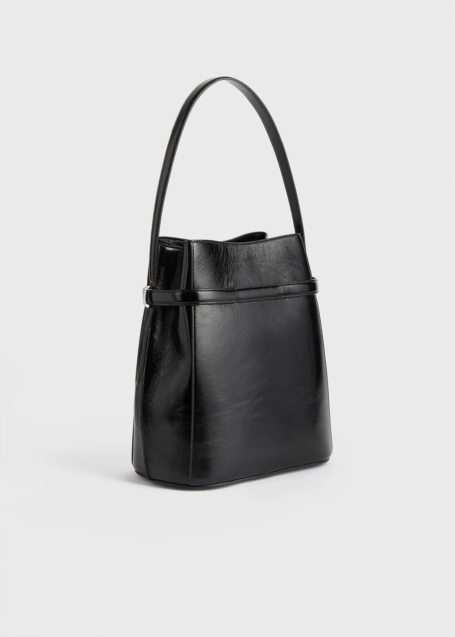 Belted Naplack bucket bag black