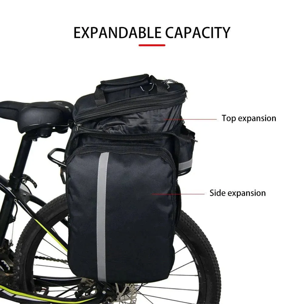 Bicycle Rear Seat Bag Expandable MTB Bike Rack Bag Cycling Luggage Carrier Trunk Bag with Rain Cover