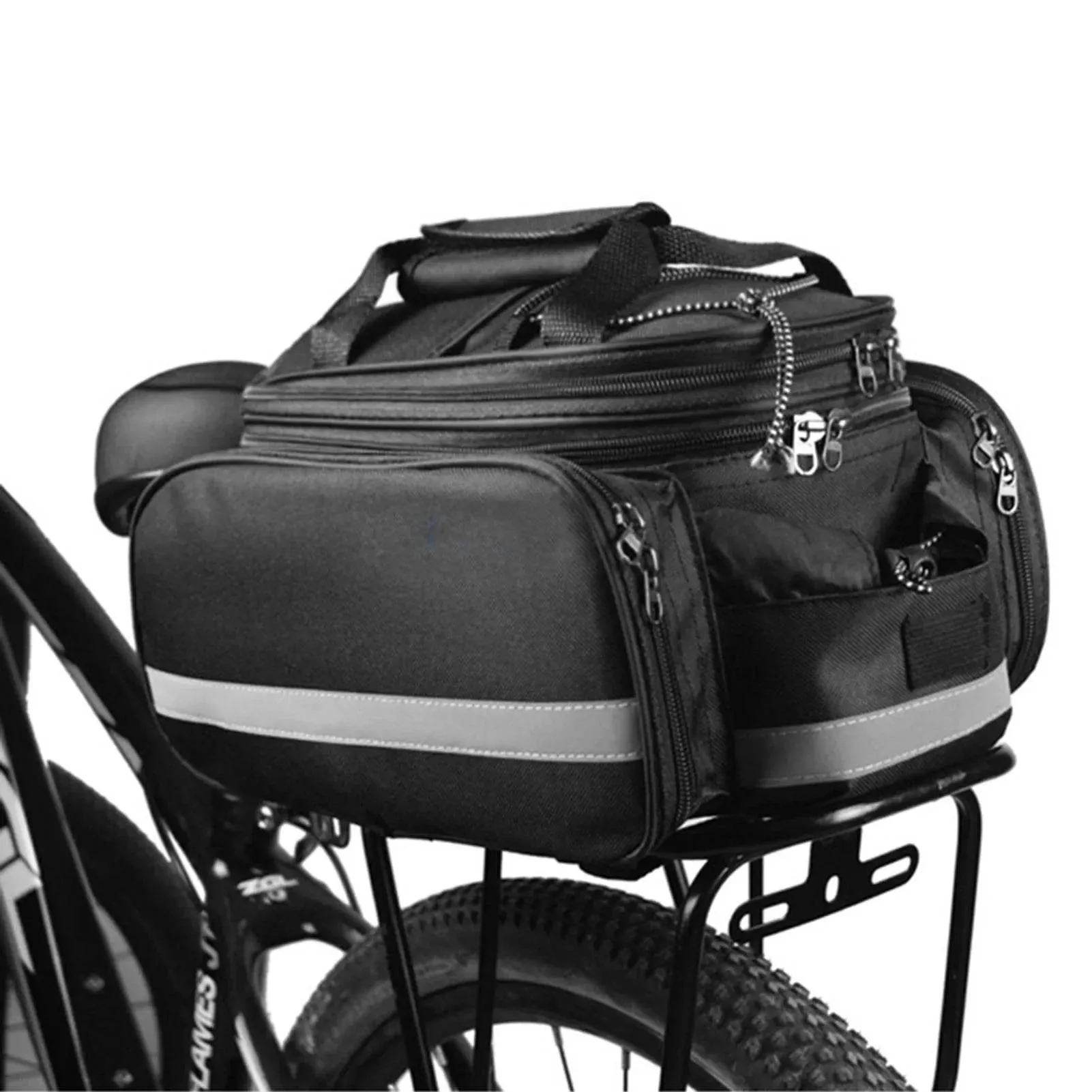 Bicycle Rear Seat Bag Expandable MTB Bike Rack Bag Cycling Luggage Carrier Trunk Bag with Rain Cover