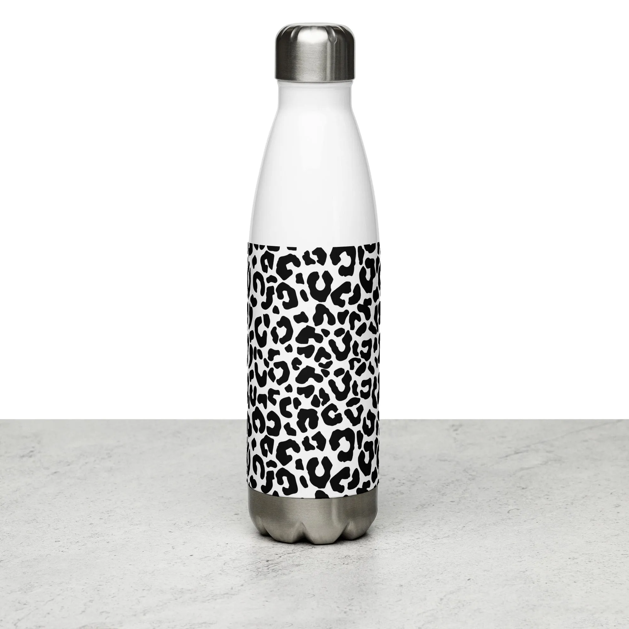 Black & White Leopard Water Bottle