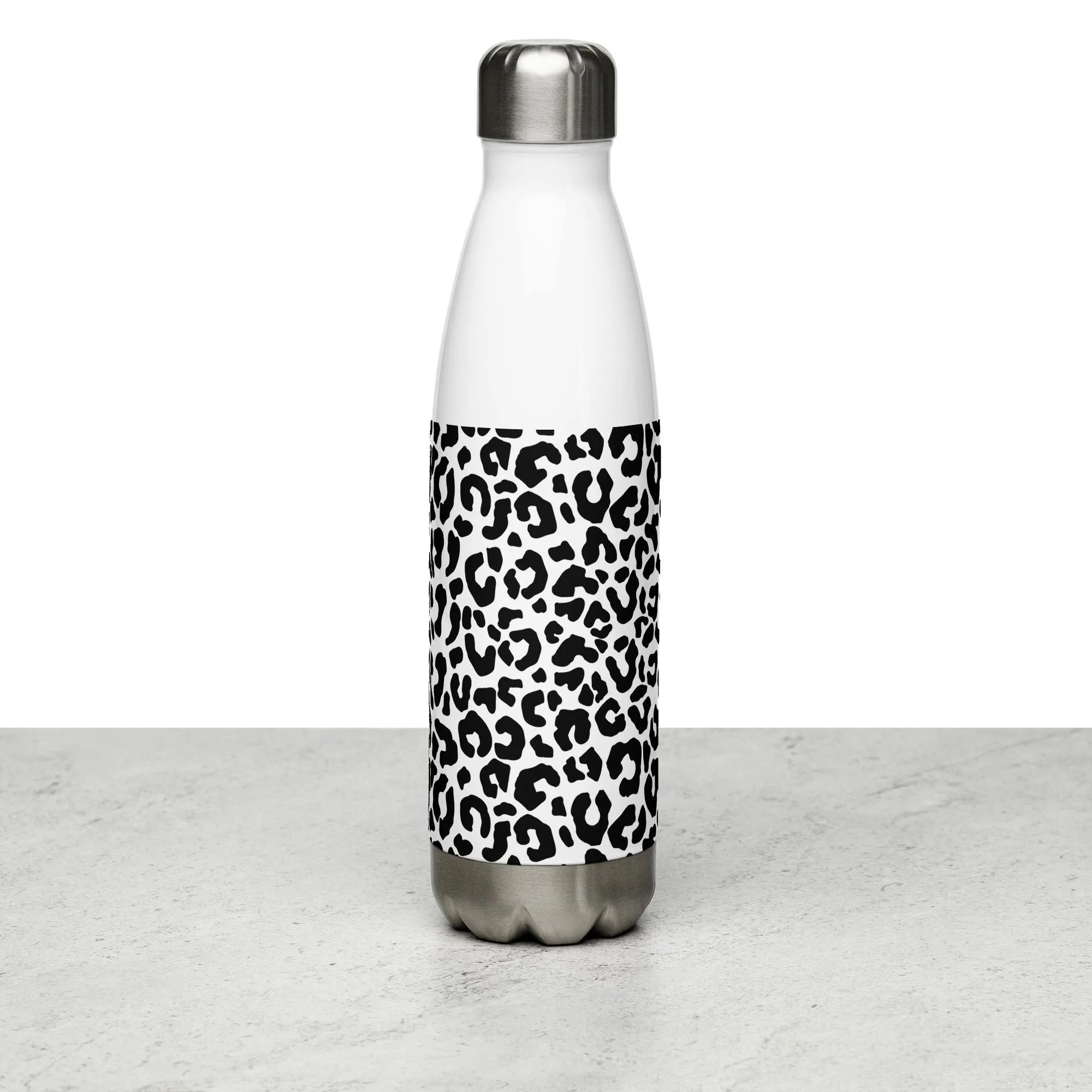 Black & White Leopard Water Bottle