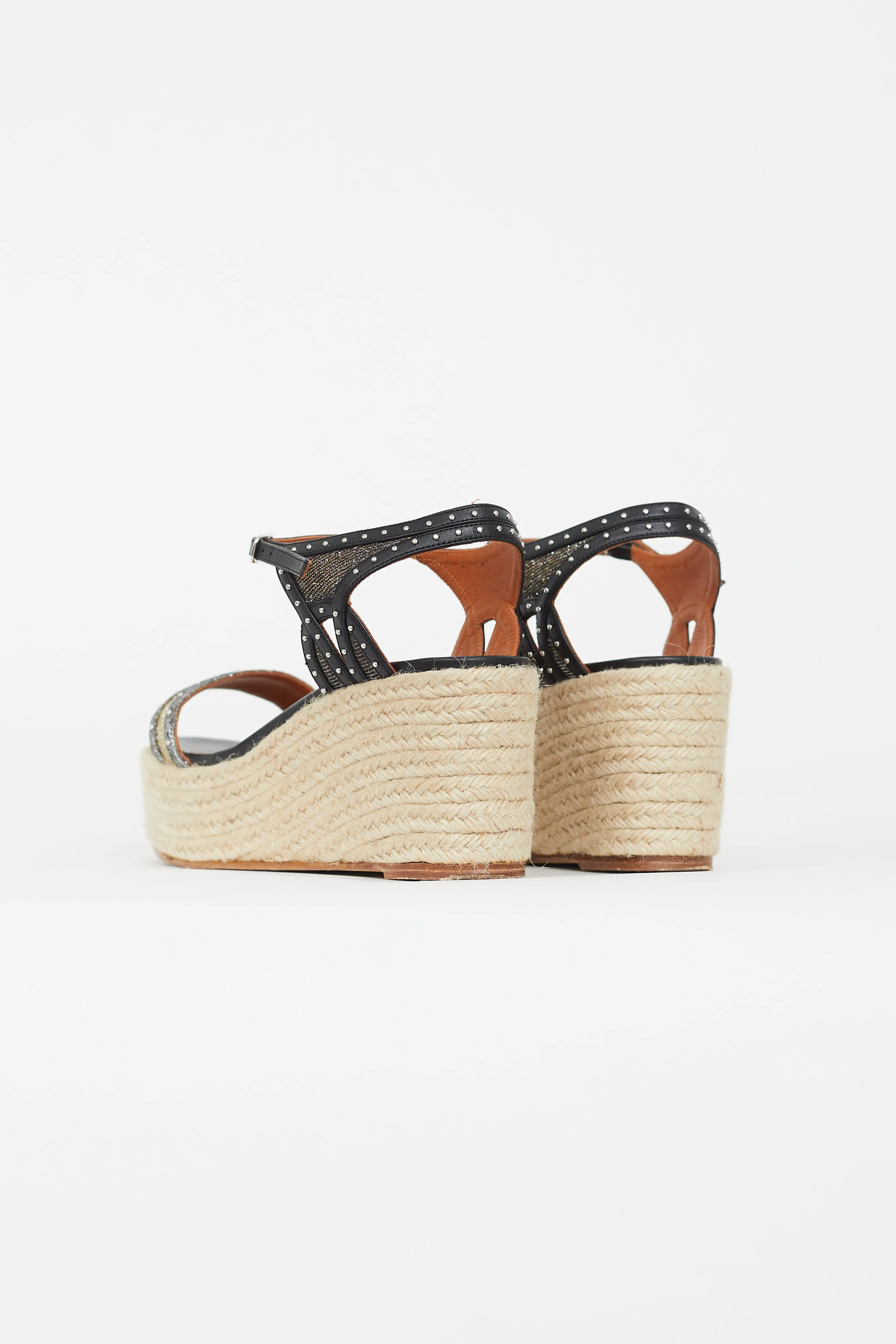 Black Embellished Platform Espadrille Sandal