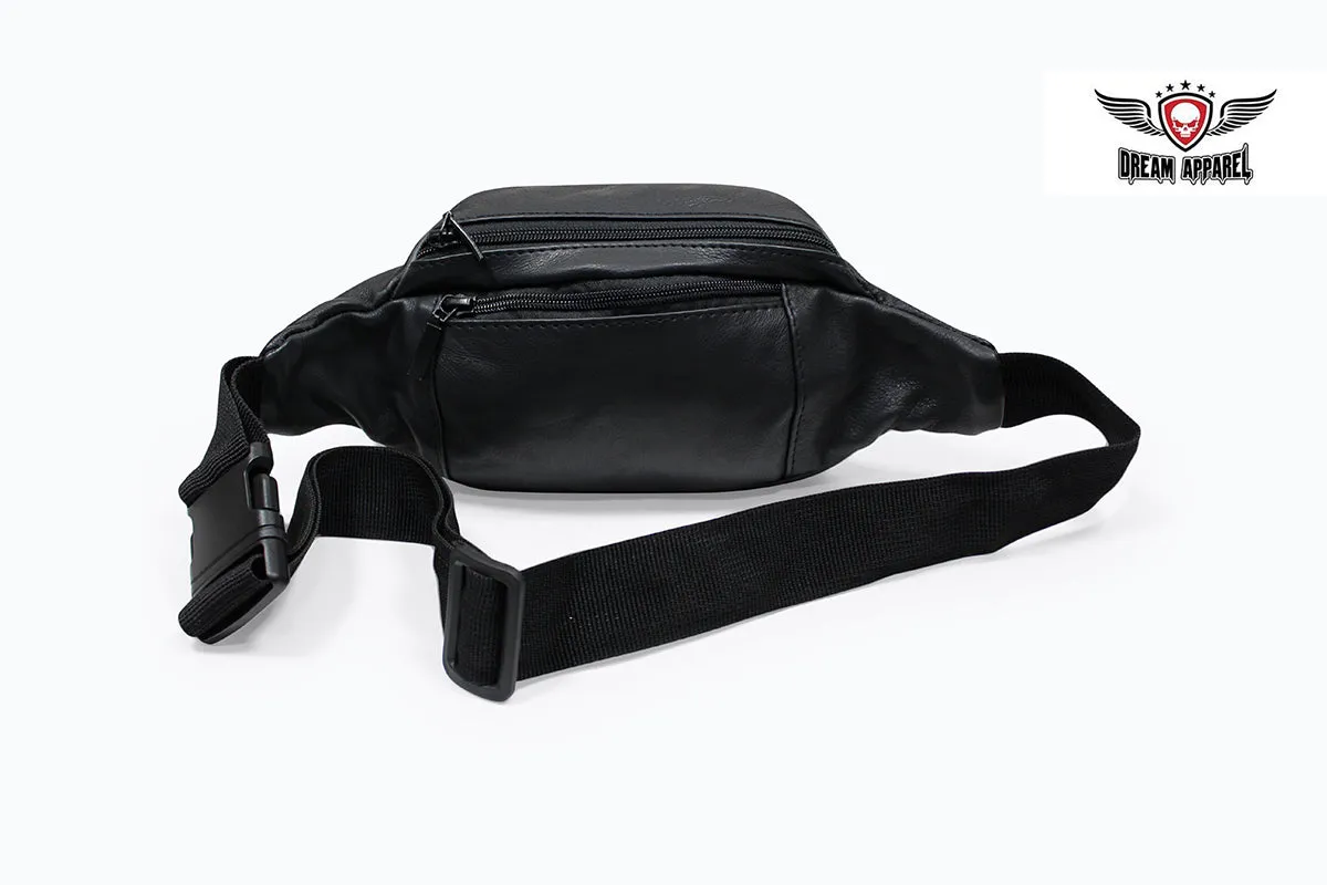 Black Leather Fanny Pack