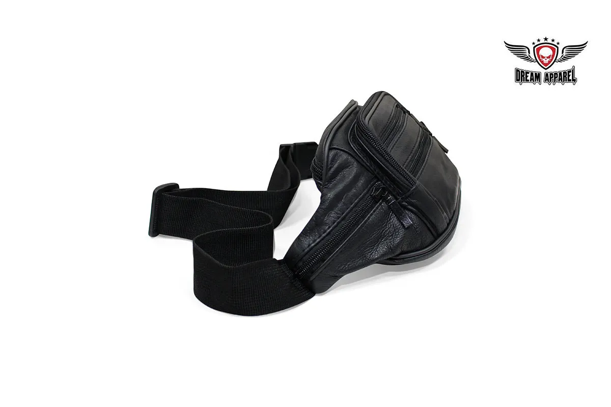 Black Leather Fanny Pack