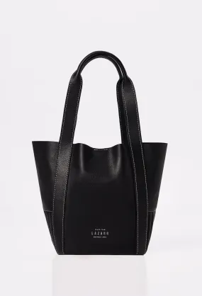 Black Leather Mini Bucket Bag 'Ushuaia'