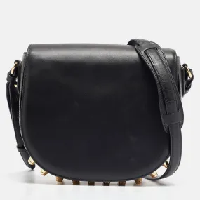 Black Leather Studded Lia Shoulder Bag