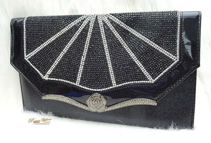 Black Rectangle Beautiful Party Evening Cocktail Clutch Purse