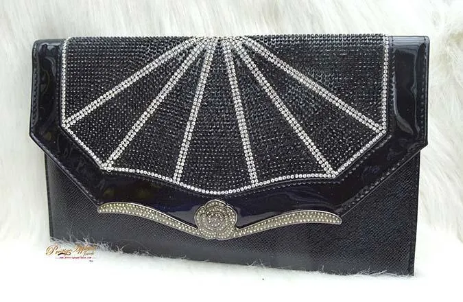 Black Rectangle Beautiful Party Evening Cocktail Clutch Purse