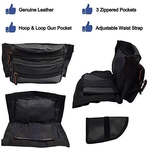 Black Tactical Pistol Concealment Fanny Pack CCW Concealed Carry Gun Pouch with Holster