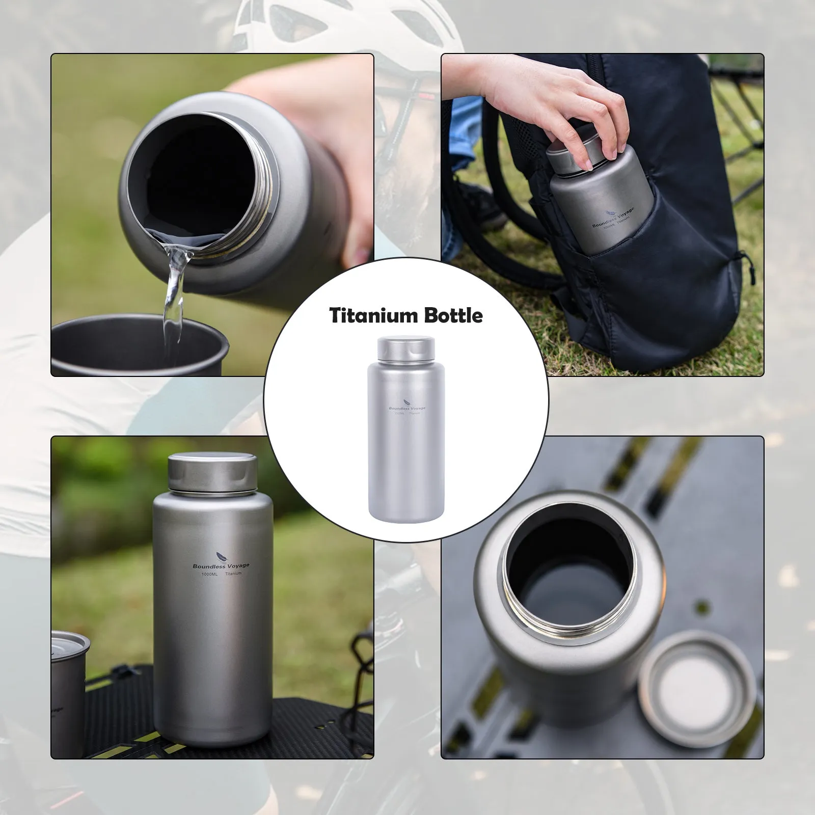 Boundless Voyage Titanium Bottle 1 Liter Single-layer Sports Water Bottle Ultralight Leakproof Drinkware for Outdoor Camping Hiking