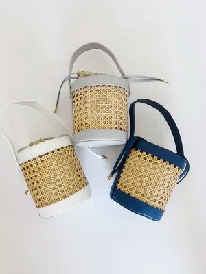 Cane Wicker Bucket Bag