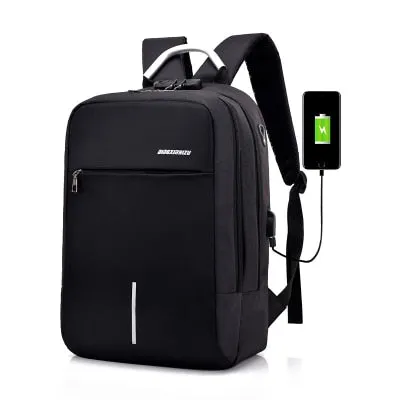 Canvas USB Backpack Laptop Anti-Theft Bag