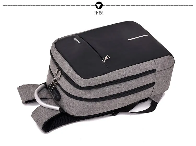 Canvas USB Backpack Laptop Anti-Theft Bag